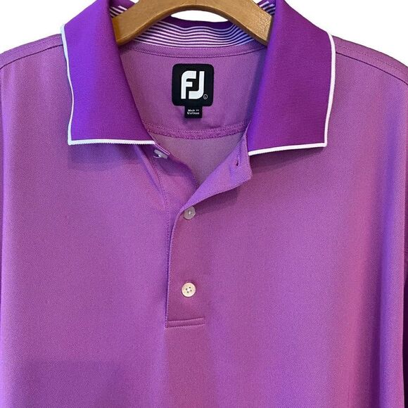 FootJoy Sz L Purple Golf Tennis Pickleball Athleisure Athletic Short Sleeve Polo - Picture 4 of 8